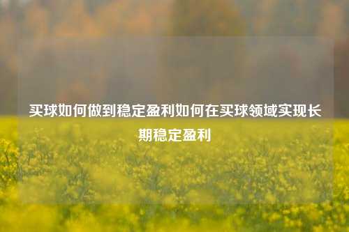 买球如何做到稳定盈利如何在买球领域实现长期稳定盈利