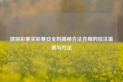 球探彩票买彩票安全吗揭秘合法合规的投注渠道与方法