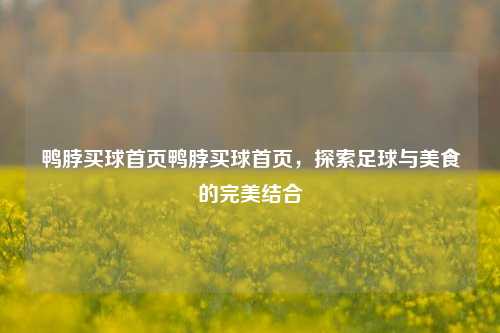 鸭脖买球首页鸭脖买球首页，探索足球与美食的完美结合