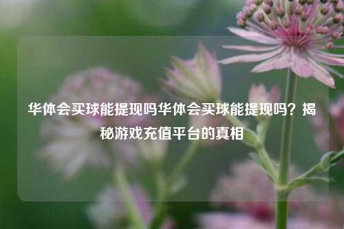 华体会买球能提现吗华体会买球能提现吗？揭秘游戏充值平台的真相