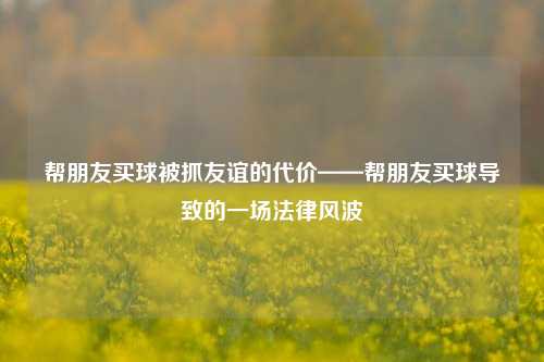 帮朋友买球被抓友谊的代价——帮朋友买球导致的一场法律风波