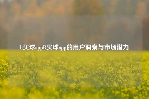 b买球appB买球app的用户洞察与市场潜力